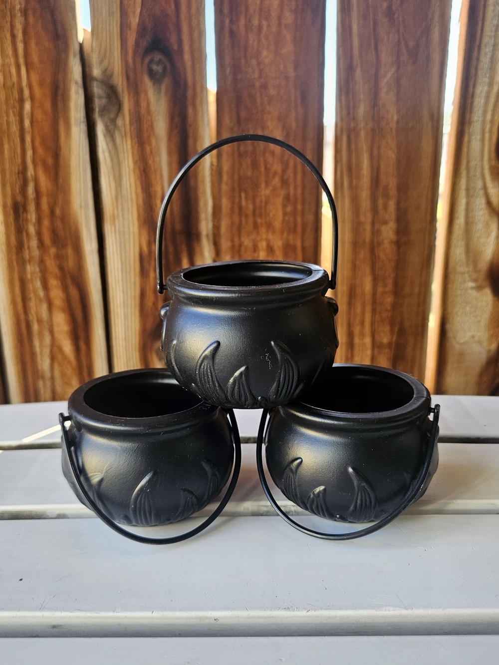 Small Black Plastic Cauldrons Pot Of Gold Decor Doll Halloween St. Patricks Brew